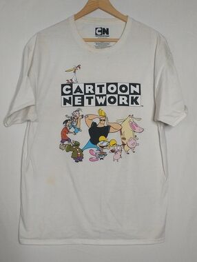 Cartoon Network White Tee with Multicolor Classic Characters Large